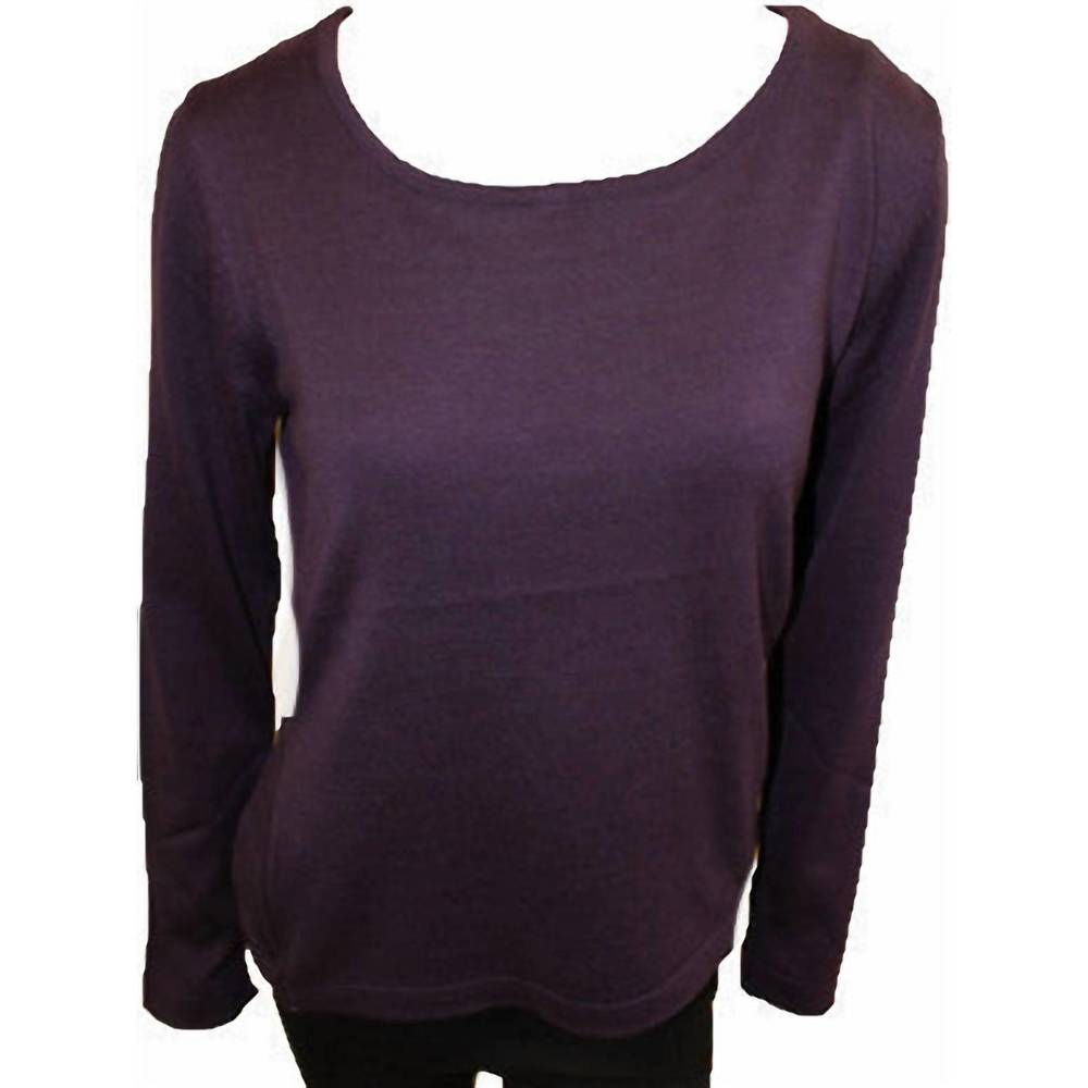 NEW ANGEL long sleeve scoop neck top in plum